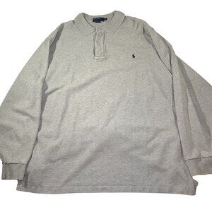 Vintage Polo Ralph Lauren Mens Long Sleeve Polo Shirt Size 2XLT Tall Gray